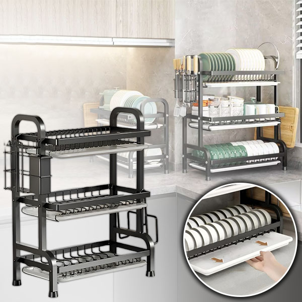 Išmanusis kelių aukštų indų stovas greitam ir efektyviam indų džiovinimui | DRYSTACK