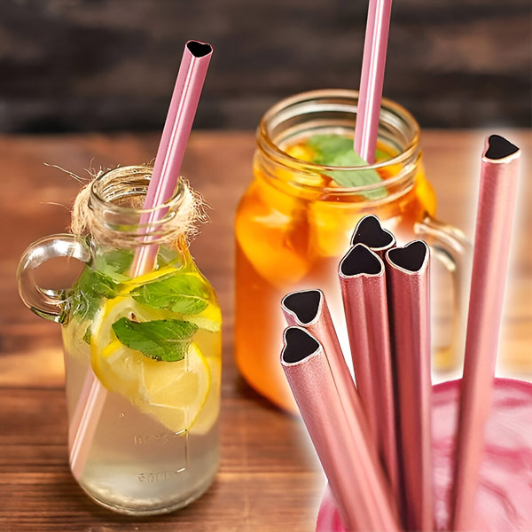 Romantiškas rožinis širdelės formos daugkartinio naudojimo šiaudelis | HEARTSTRAW