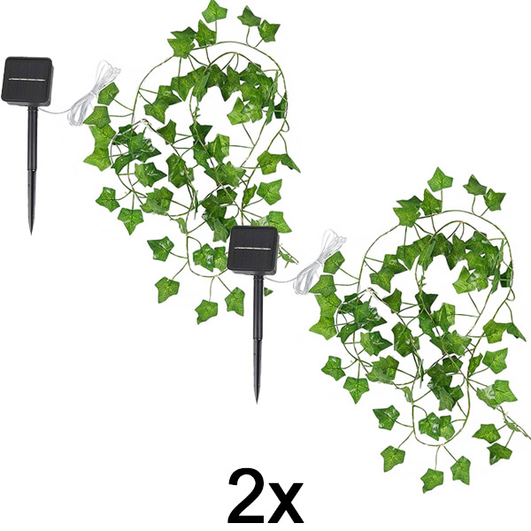 2x Saulės energijos lemputės su dirbtiniais gebenės lapais (5 m) | LEAFGLO