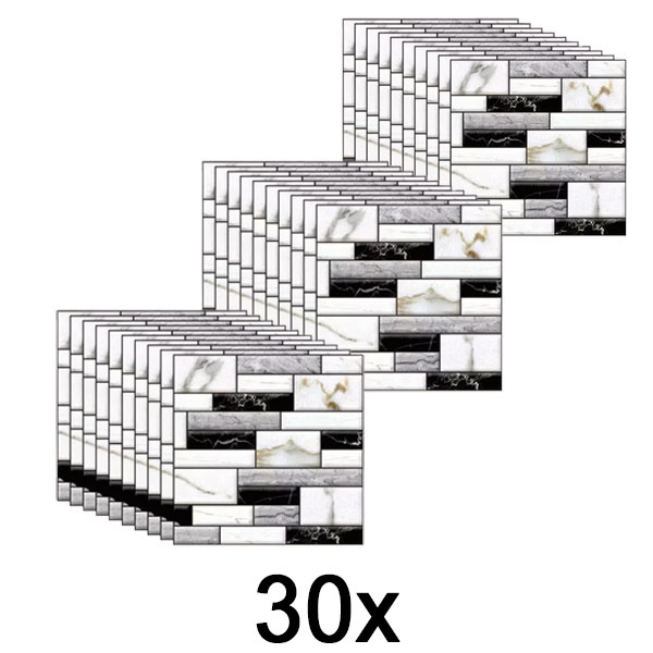 3x 3D marmuro išvaizdos sienų lipdukai (10 vnt./0,9 m²) | MARBLEBLOCKS