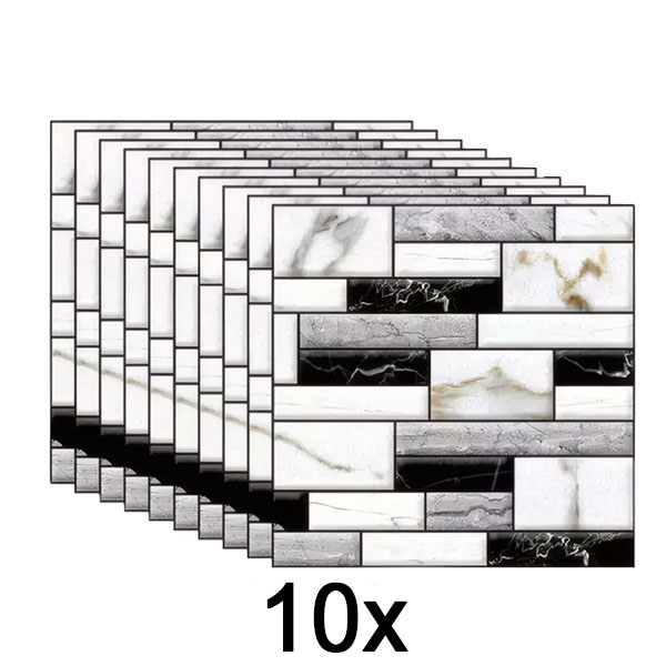 1x 3D marmuro išvaizdos sienų lipdukai (10 vnt./0,9 m²) | MARBLEBLOCKS